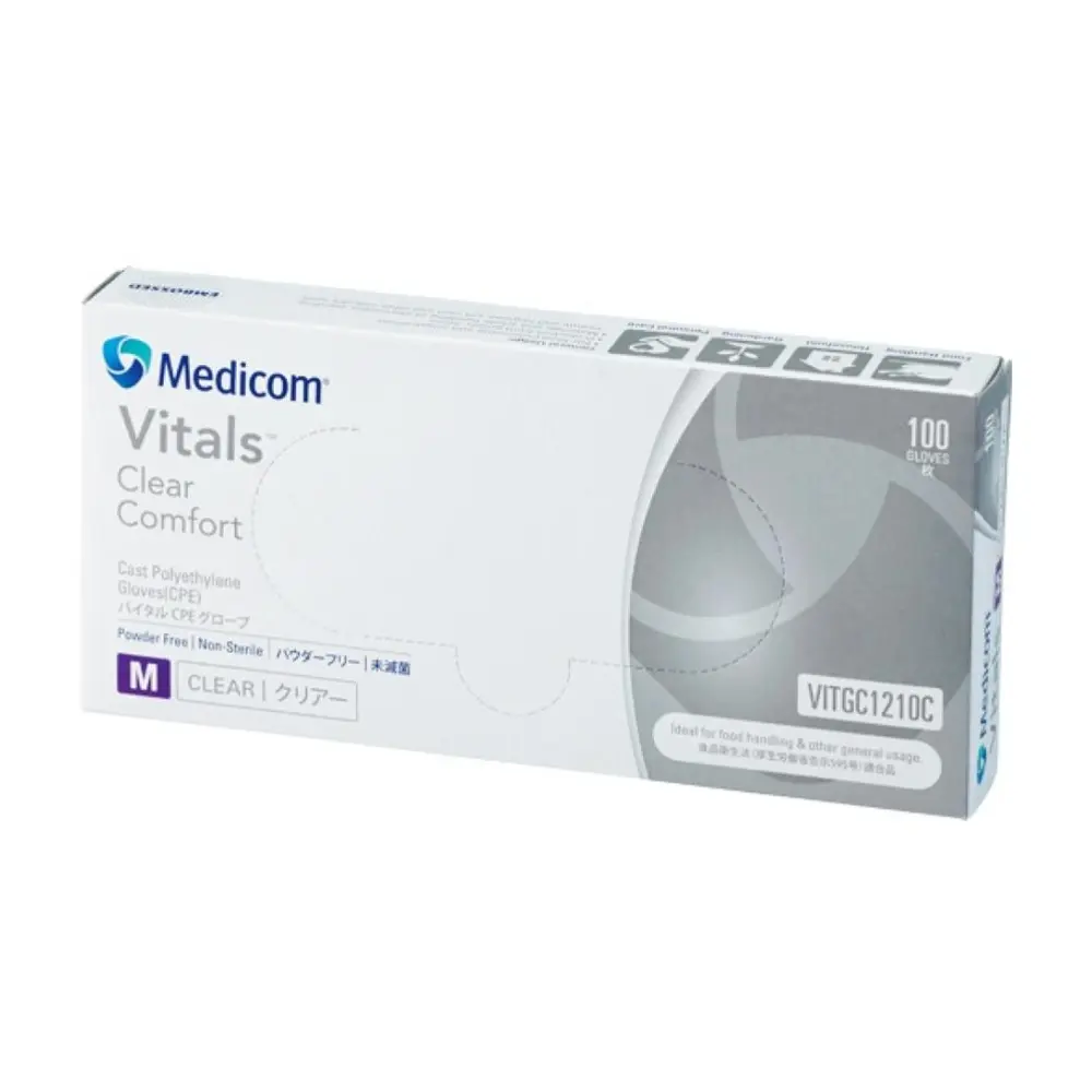 Bao Tay Dùng Một Lần, Vitals, Clear Comfort Gloves, Size M, VITGC1210C, 100 Cái - MEDICOM